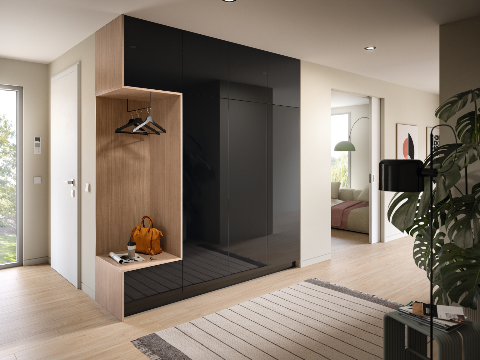 Elegantní design vstupní haly v dekoru U966 PG Černá.