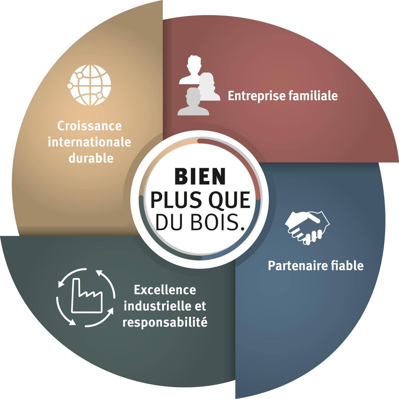Visualisation of the five thematic areas of the company strategy
