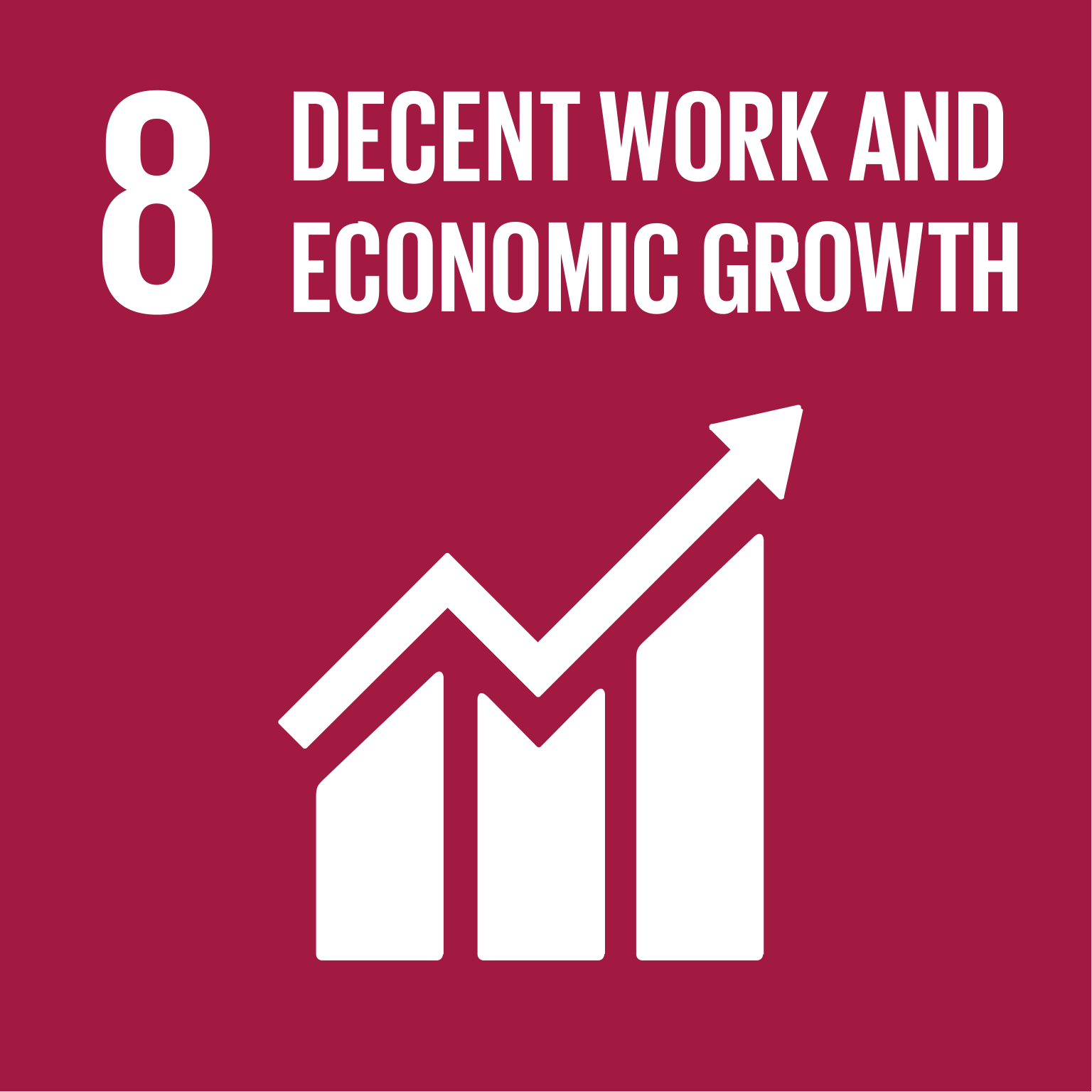 Logo SDG 8 - Menschenwürdige Arbeit und Wirtschaftswachstum