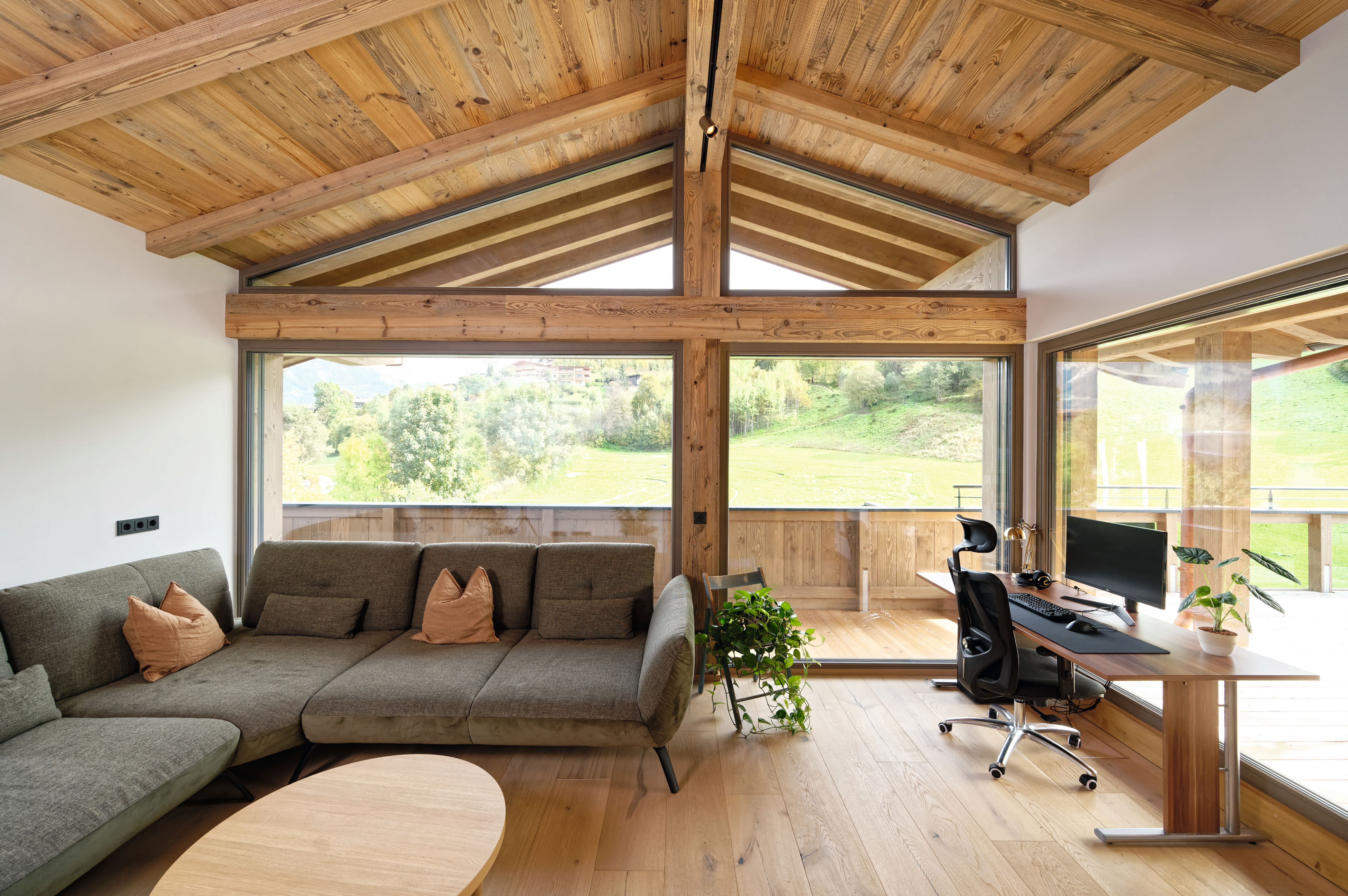 Old wood was used for interior panelling.