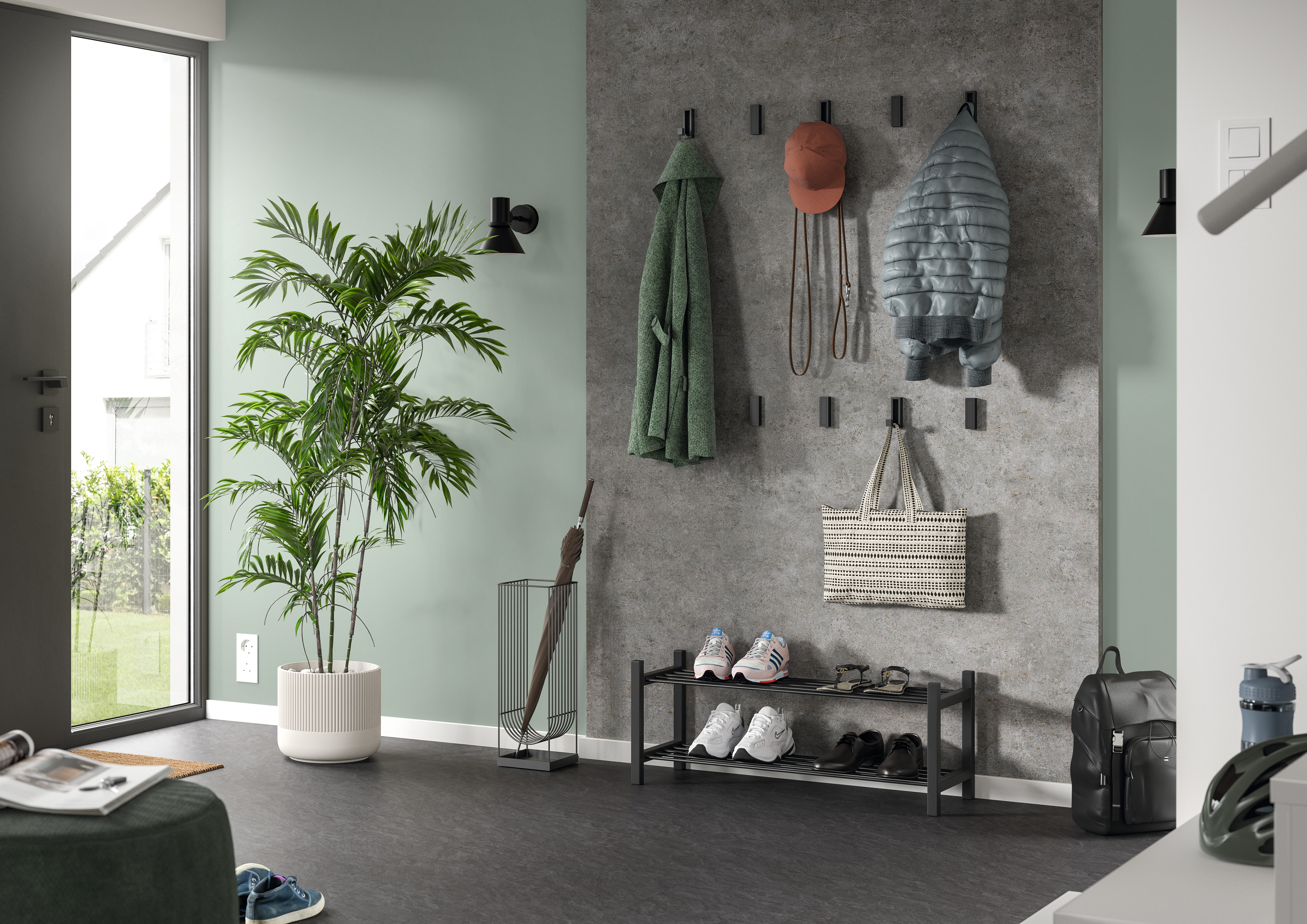 Ensure texture and order in your hallway with the EGGER DecoWall. DO003