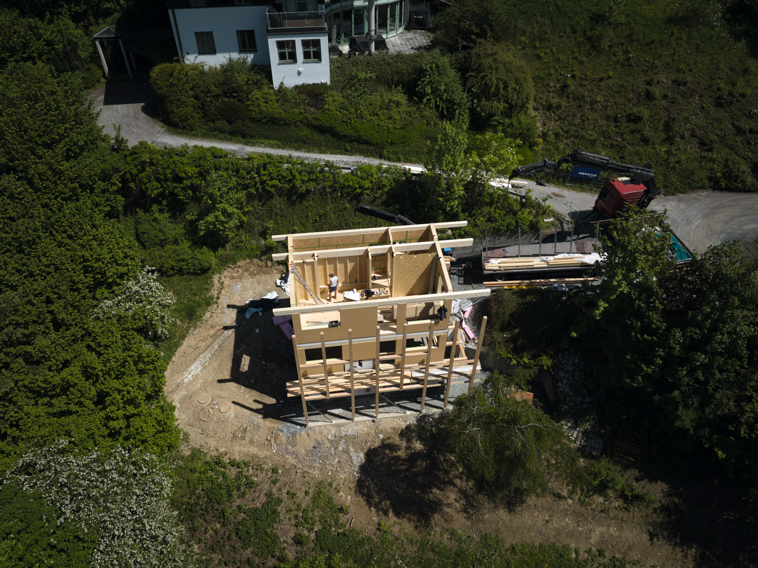 Vista del cantiere della casa unifamiliare a Zell am See.
