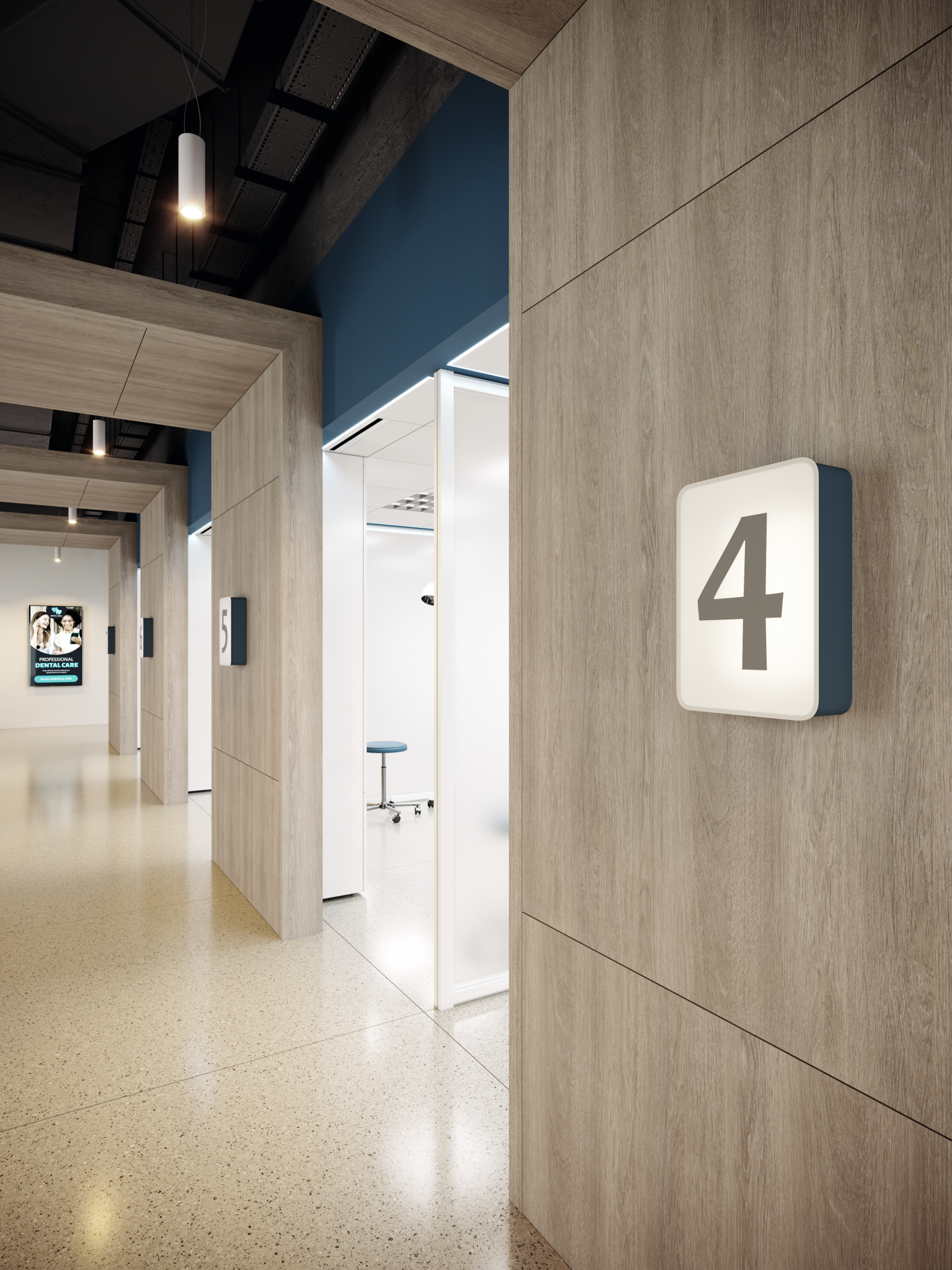 Public entrance area with flame-retardant EGGER products