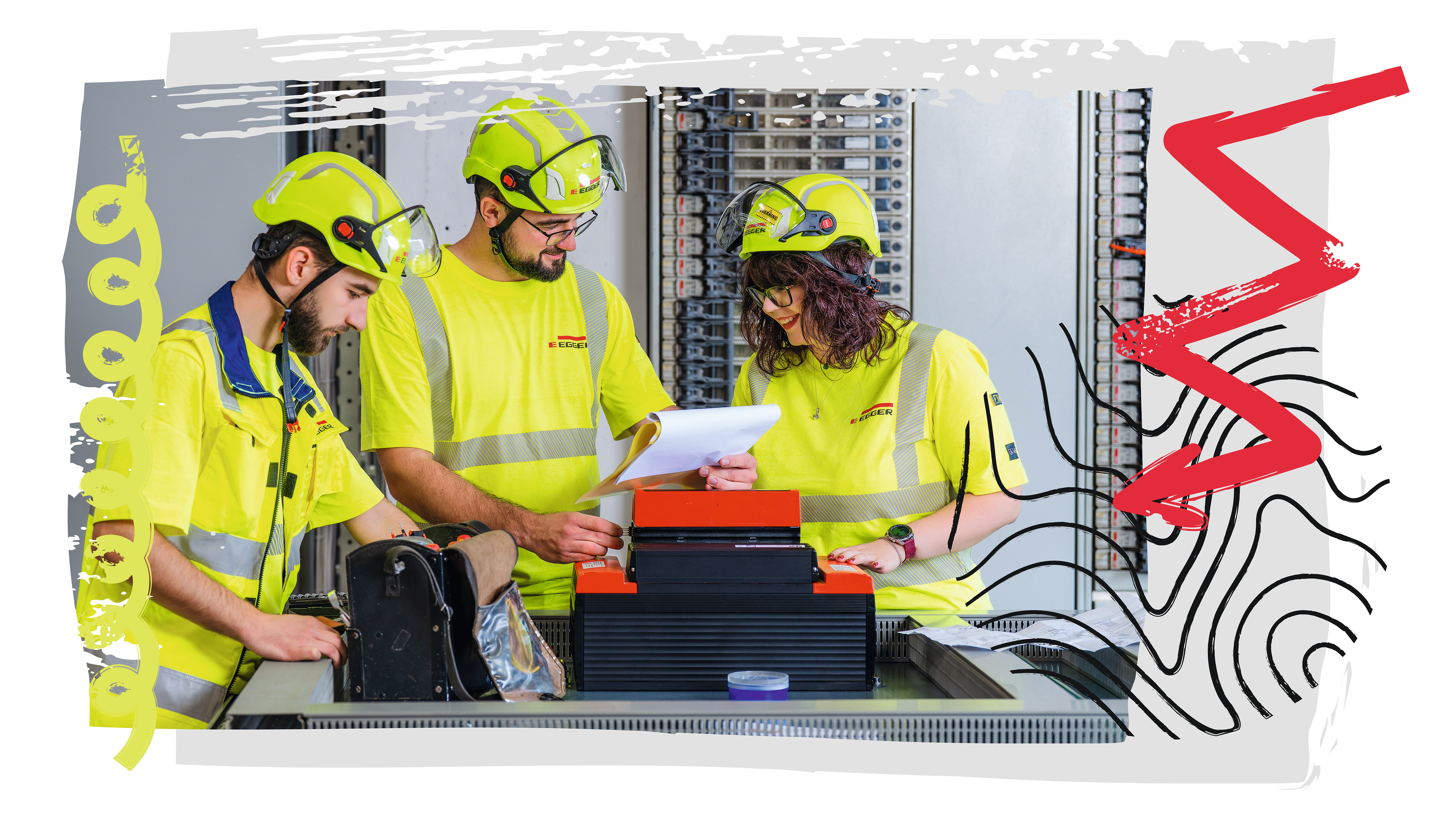 Lehrlinge mit Schutzbrille 