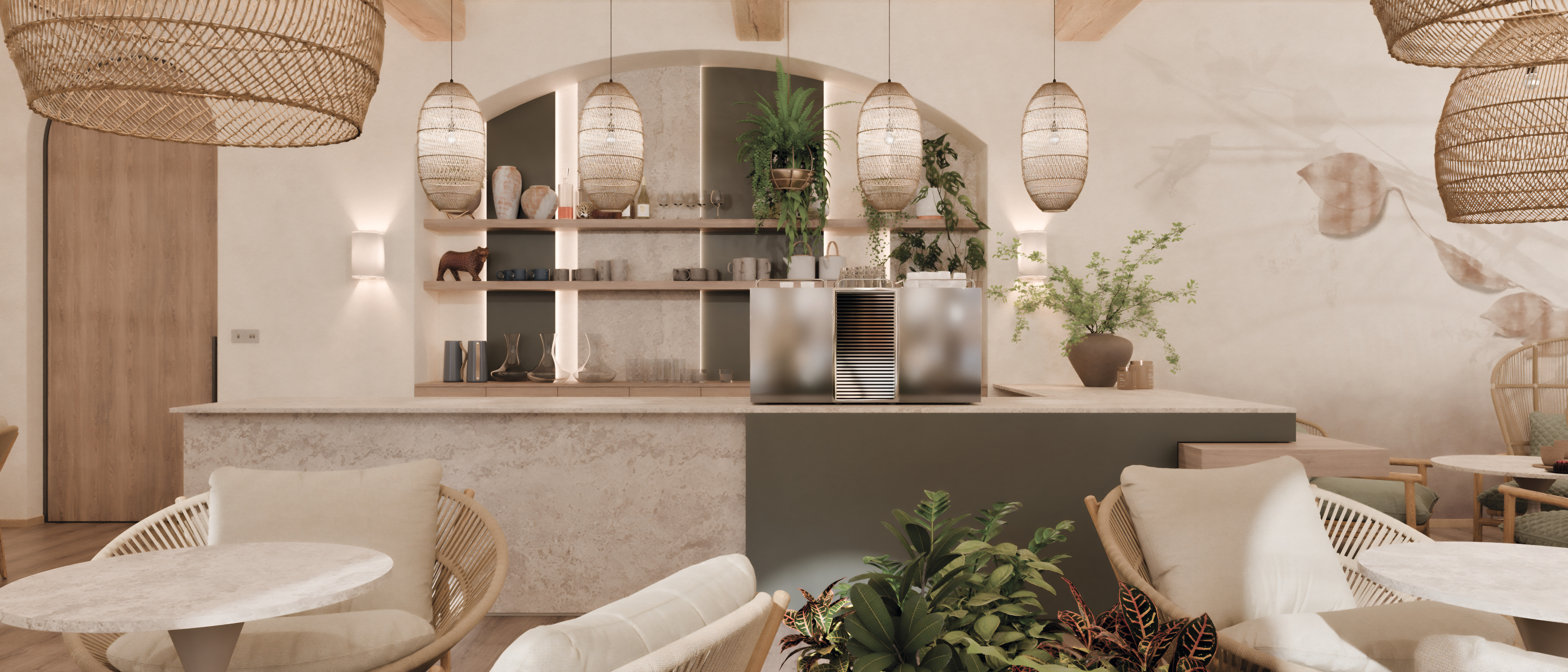 An inviting café design featuring F129 PA, H3322 ST17 and U669 PM.