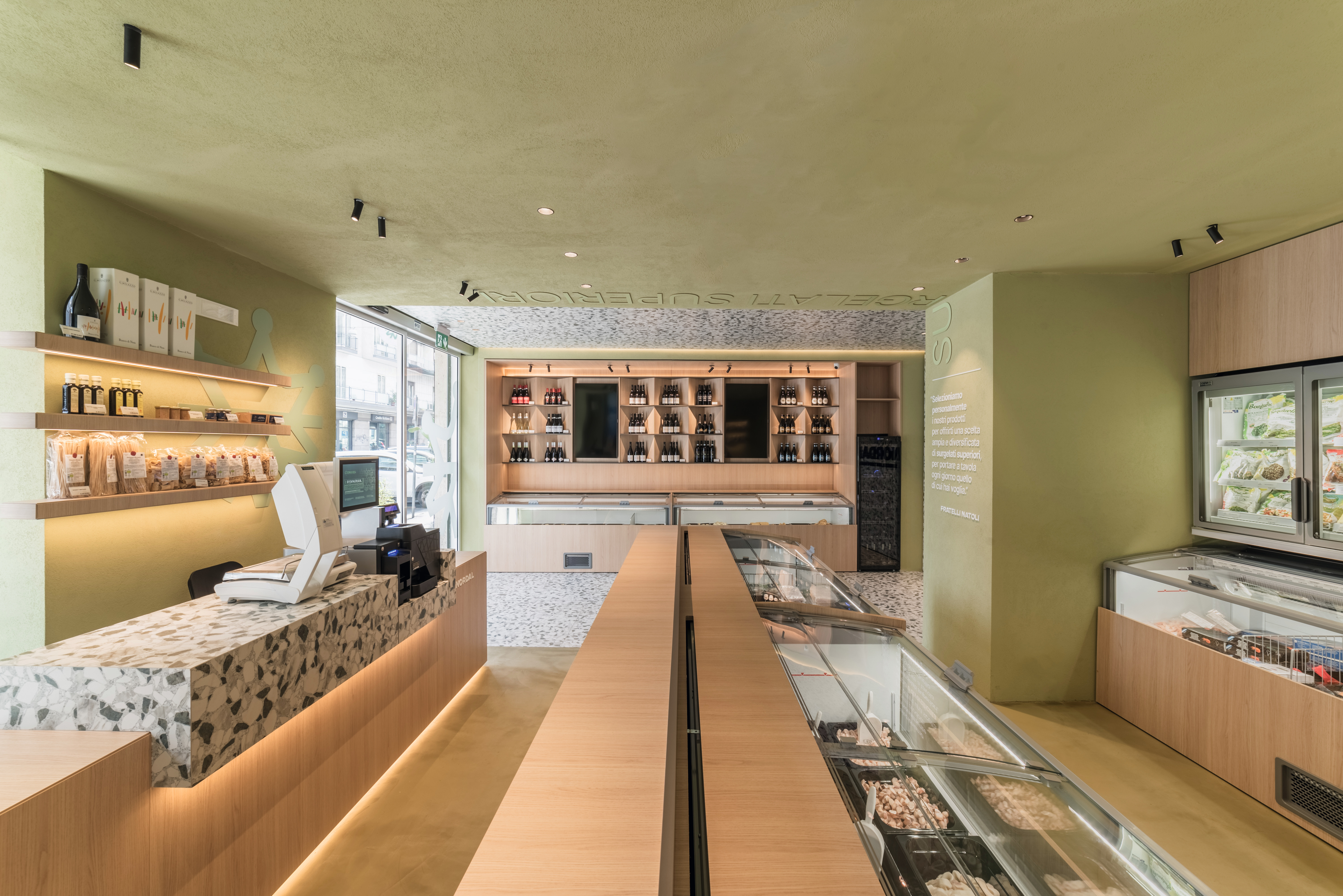 Eurodekor laminated chipboard was used for various shelves and counters. 