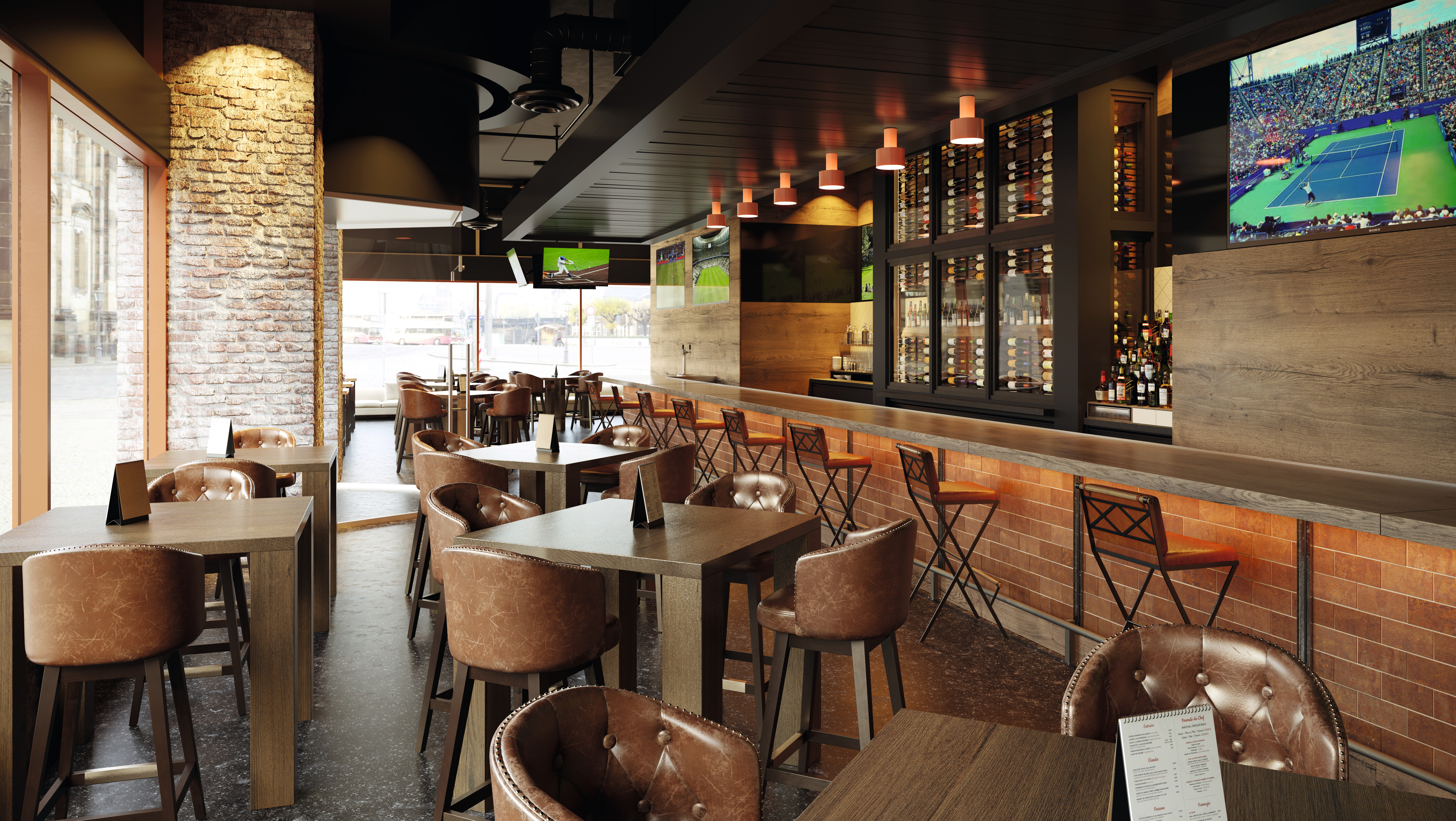 EGGER TFL in a restaurant rendering EGGER TFL in a restaurant rendering