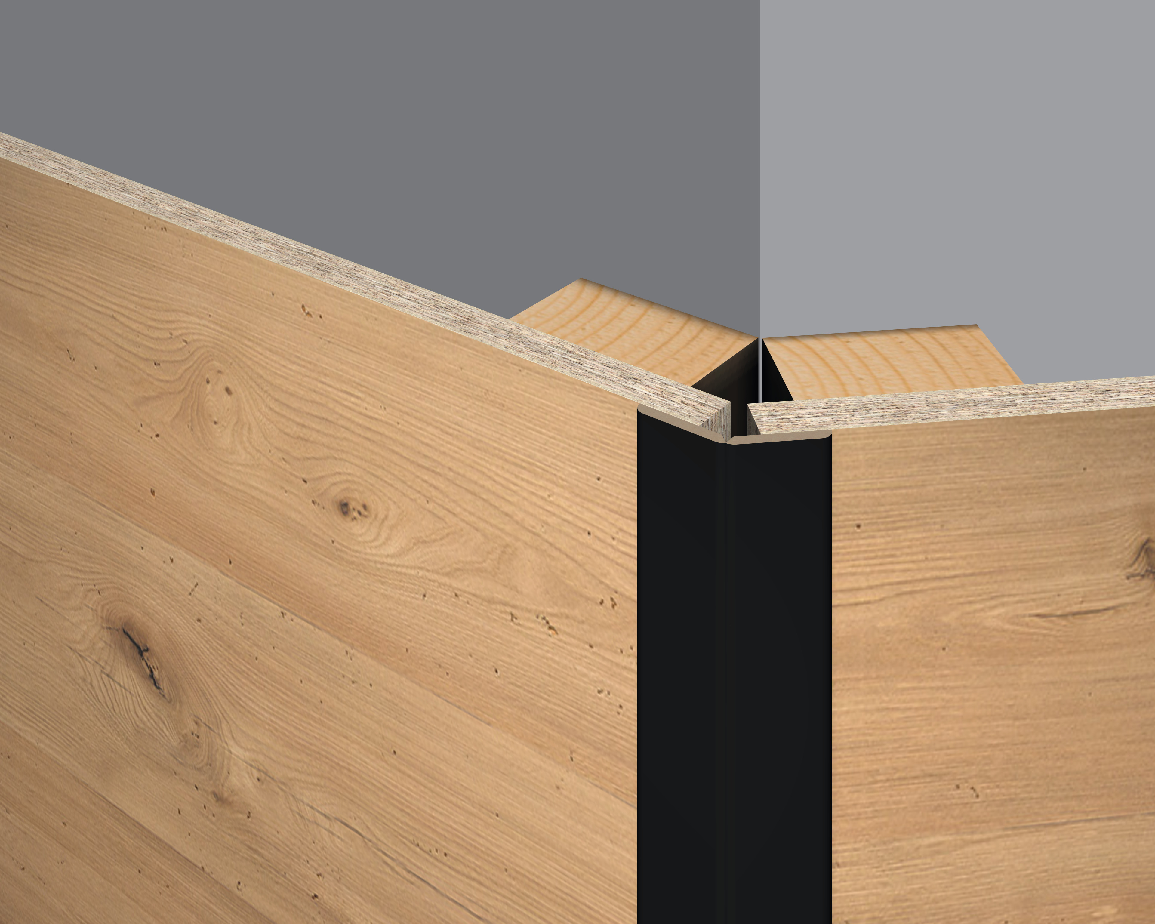 Application folding trim flexible angle, black on decor DO009