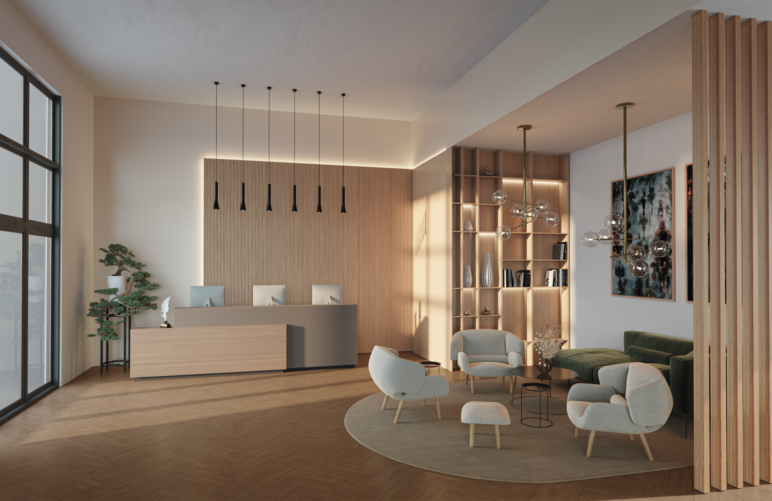 Hotel Rezeption: Dekorative Akustikpaneele in H1388 ST40