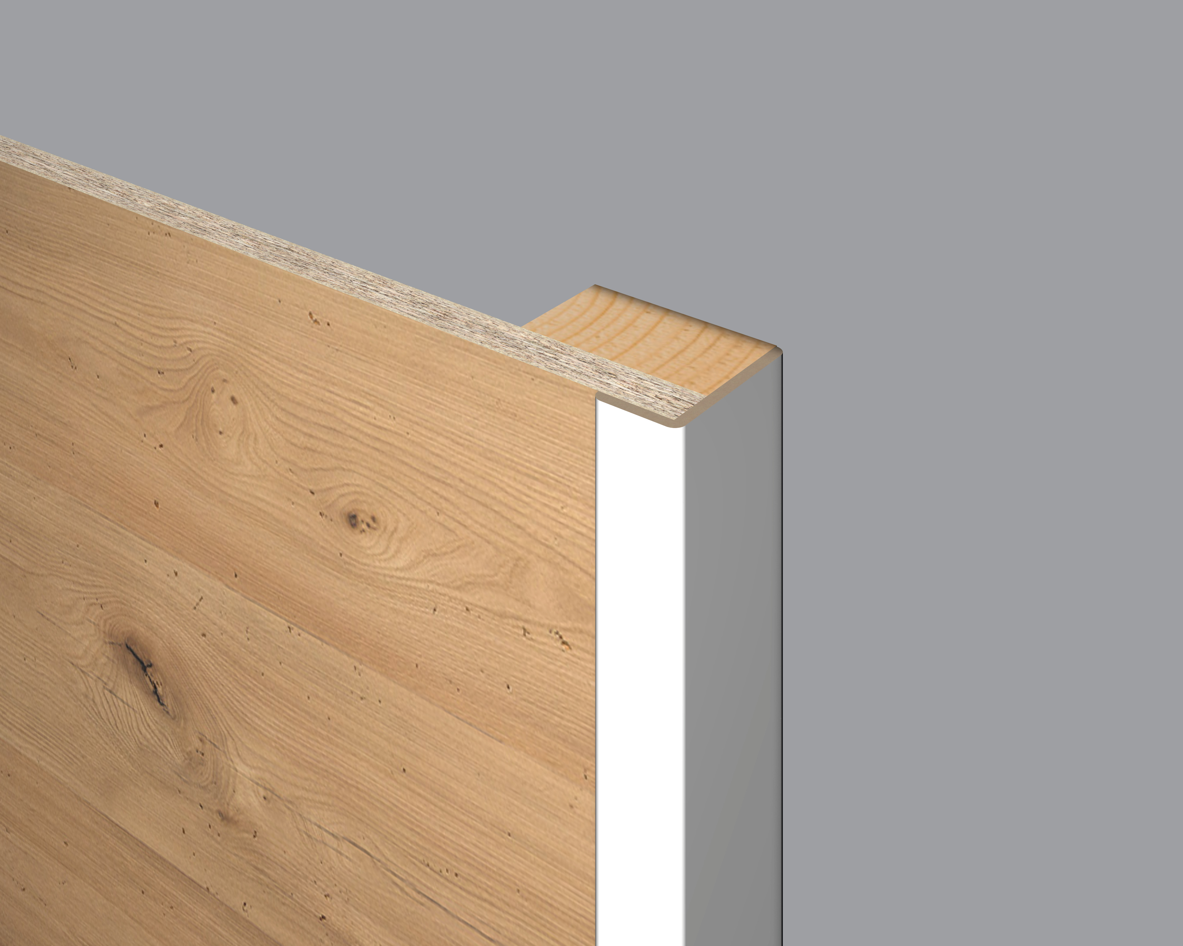 Application unicoloured corner trim, white on decor DO009