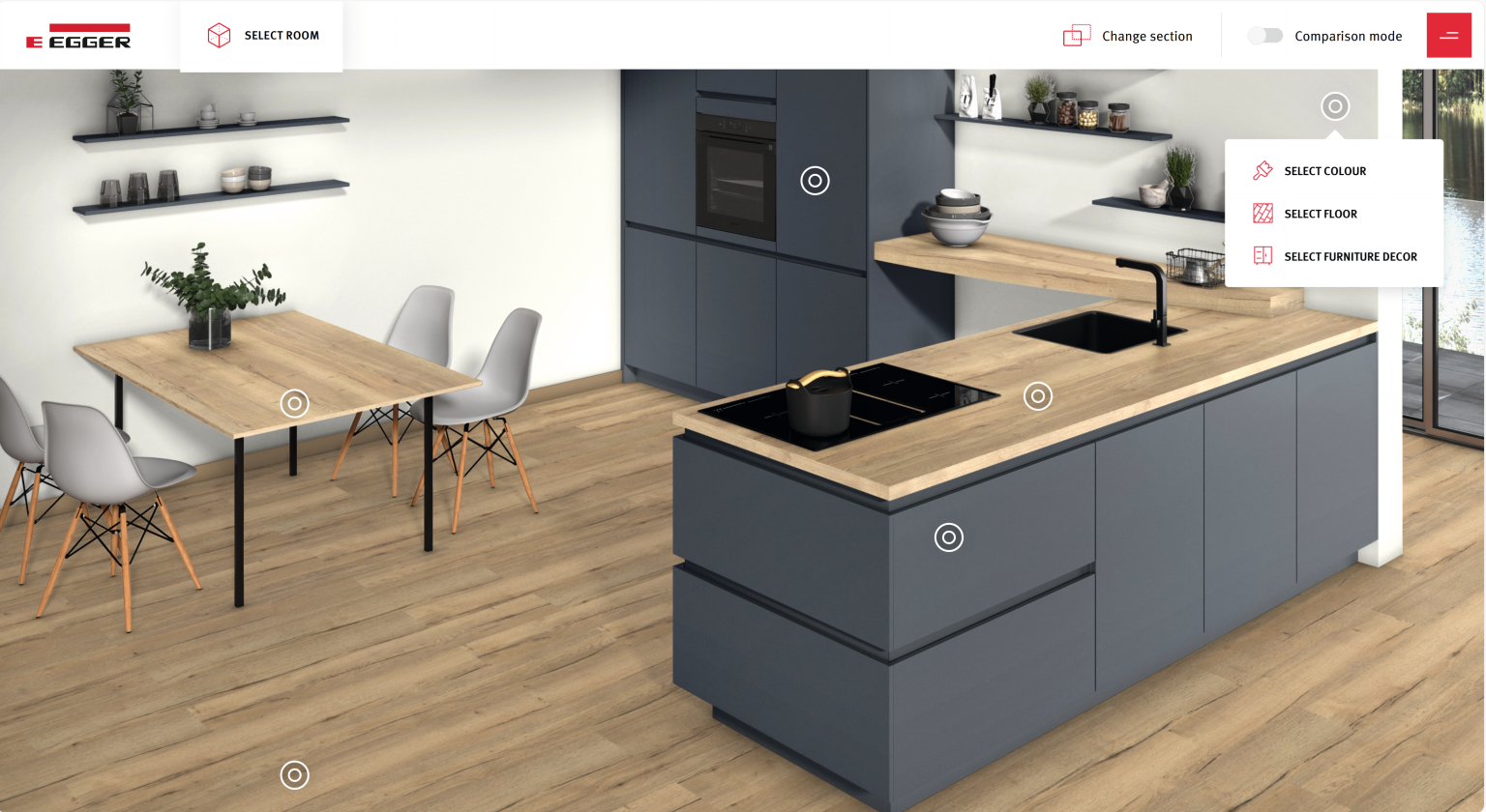 Selección decorativa simple y combinación en el Virtual Design Studio