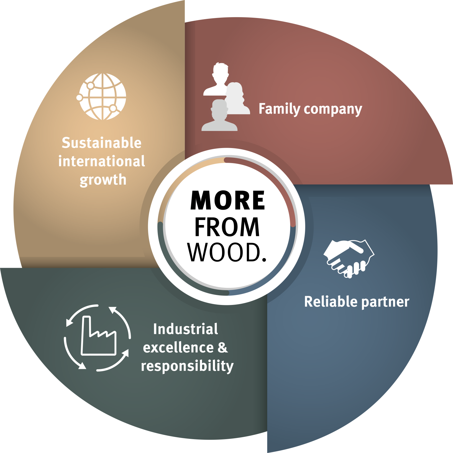 Visualisation of the five thematic areas of the company strategy