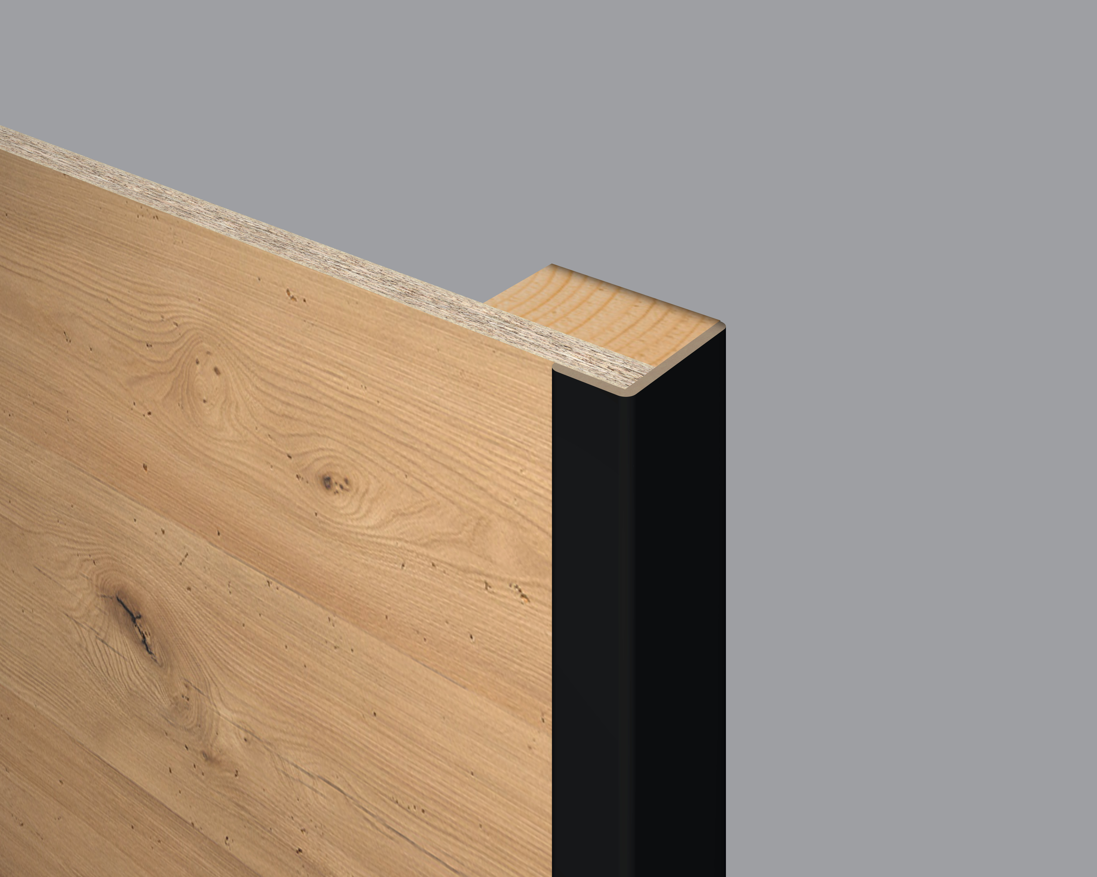Application unicoloured corner trim, black on decor DO009