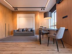 The small show apartment was almost entirely realised in Natural Corbridge Oak.
