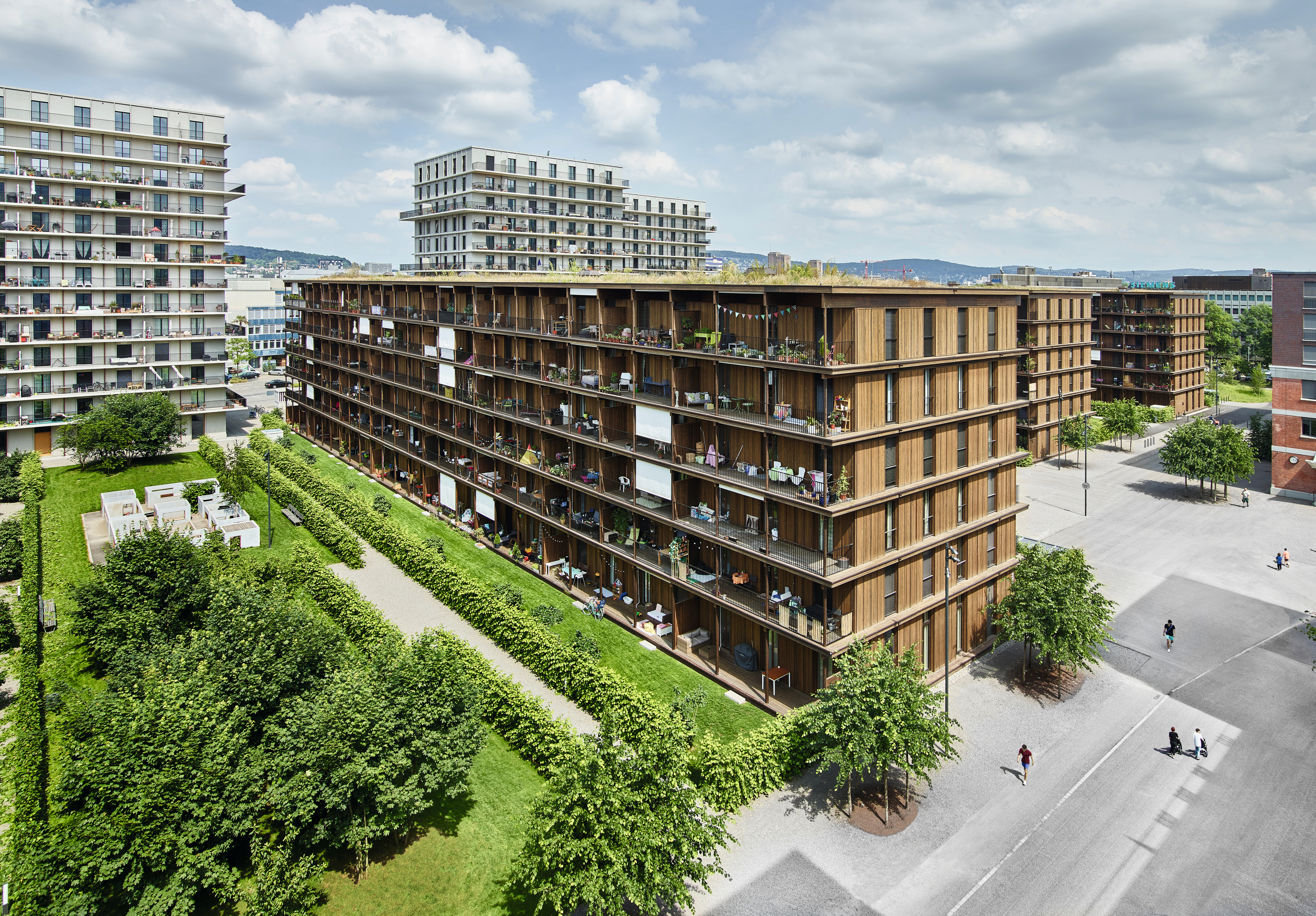 Il sistema costruttivo eco-sostenibile e le diverse aree verdi corrispondono all’ideale urbanistico di alta qualità