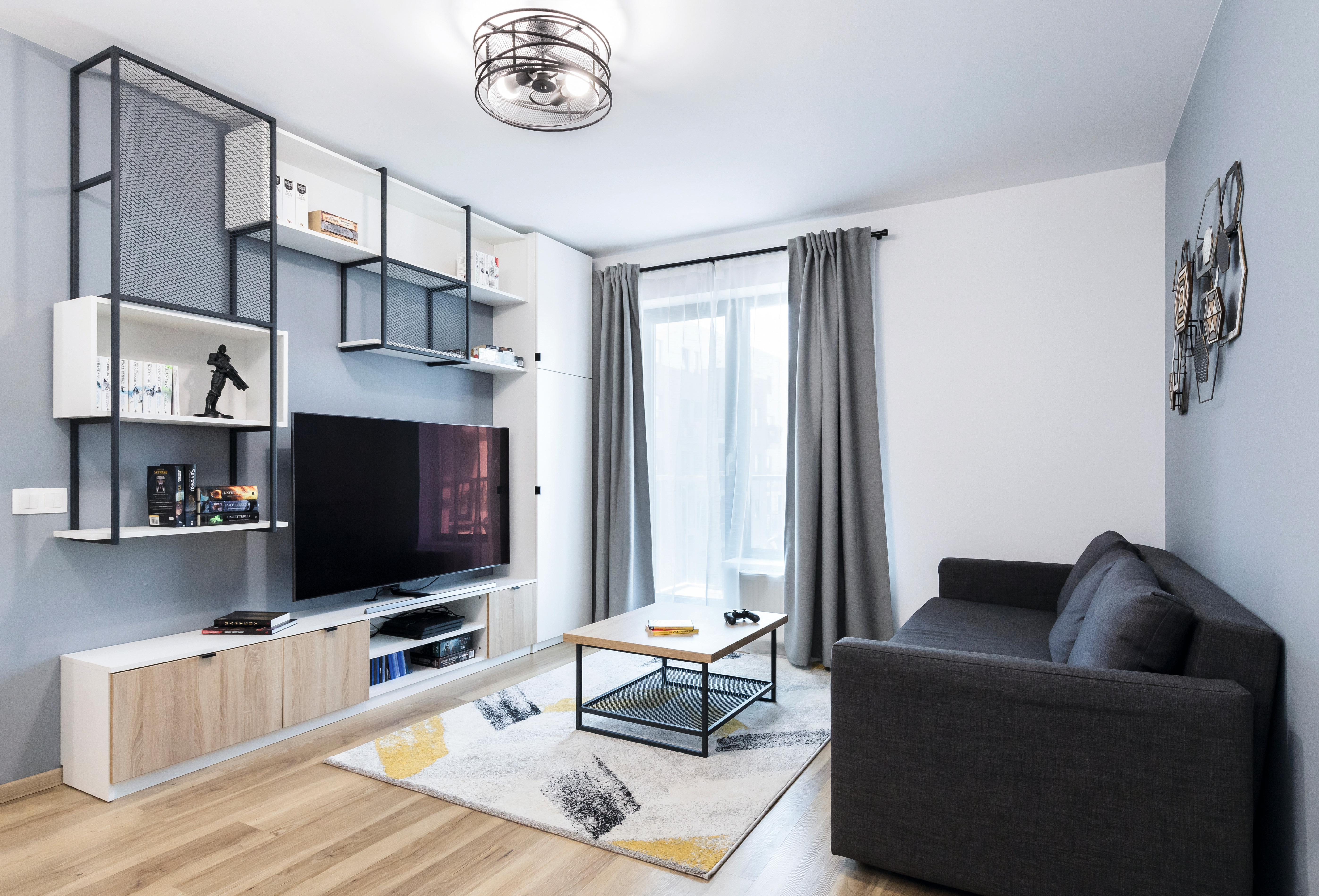 A minimalist living room with H1145 ST10 Natural Bardolino Oak. 