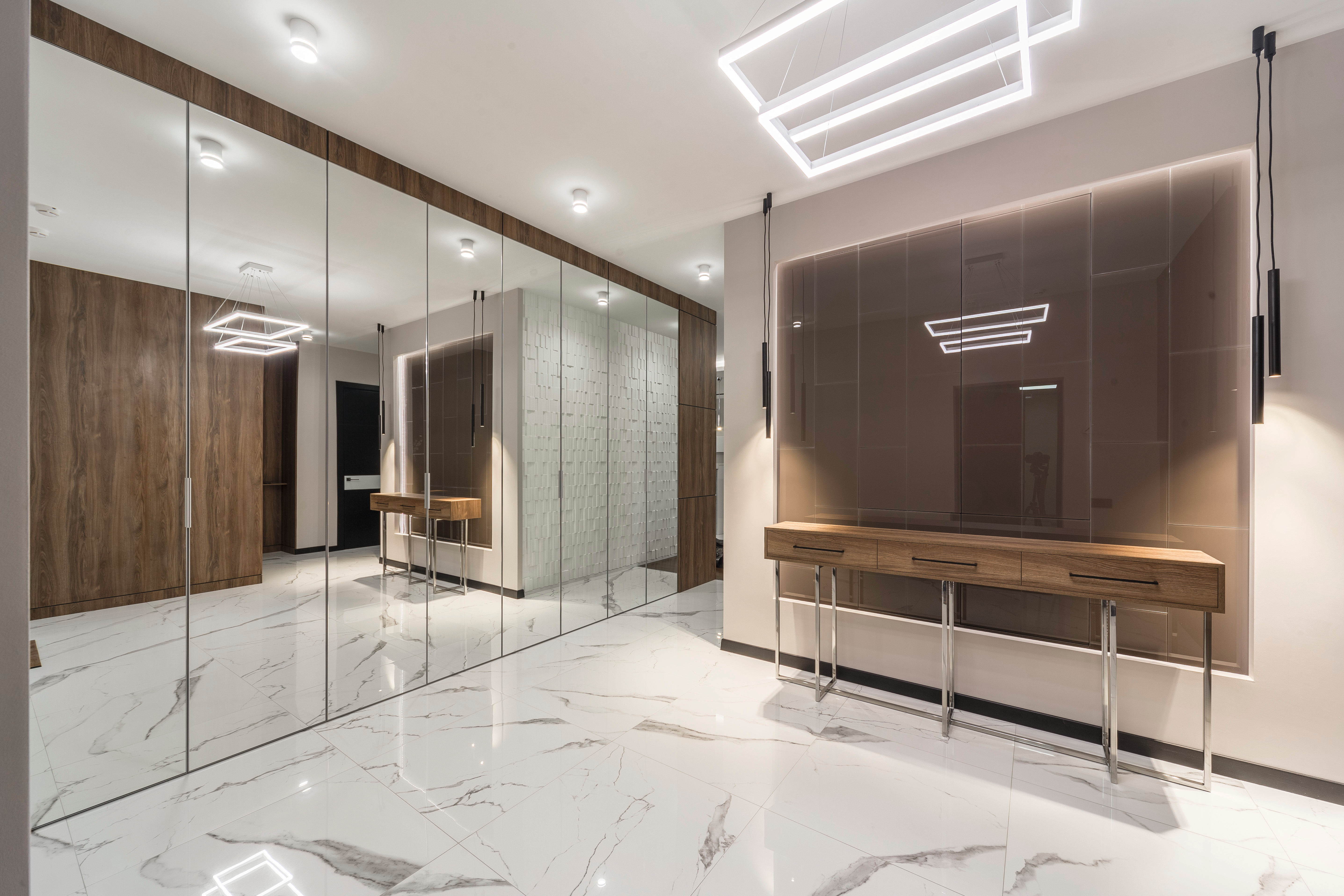 EGGER melamine faced chipboards were used for walls and columns facing