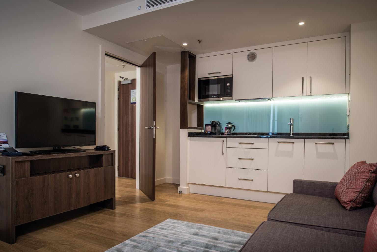 Het Marlin aparthotel is uitgevoerd in verschillende EGGER-decors.