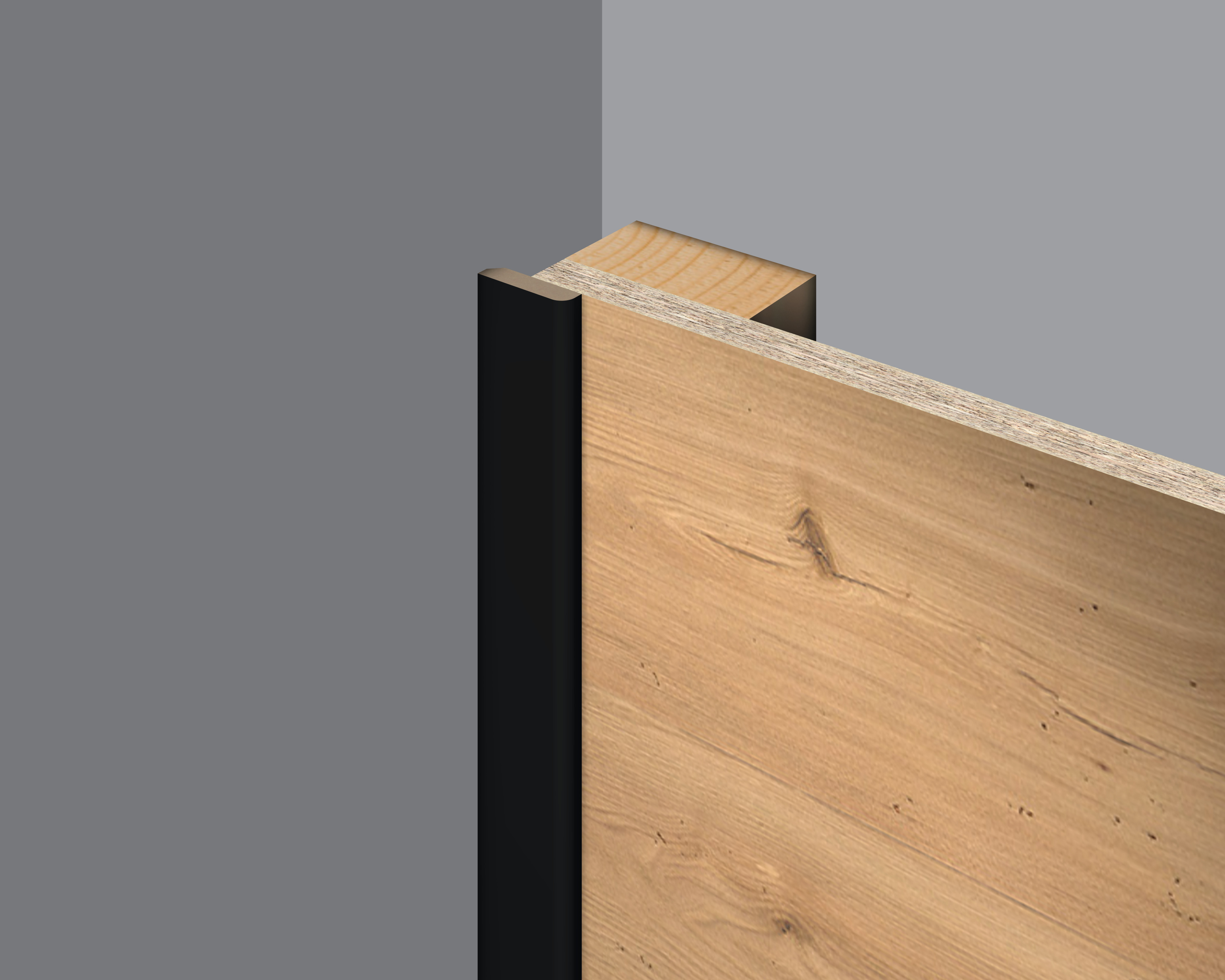 Application unicoloured cover trim, black on decor DO009