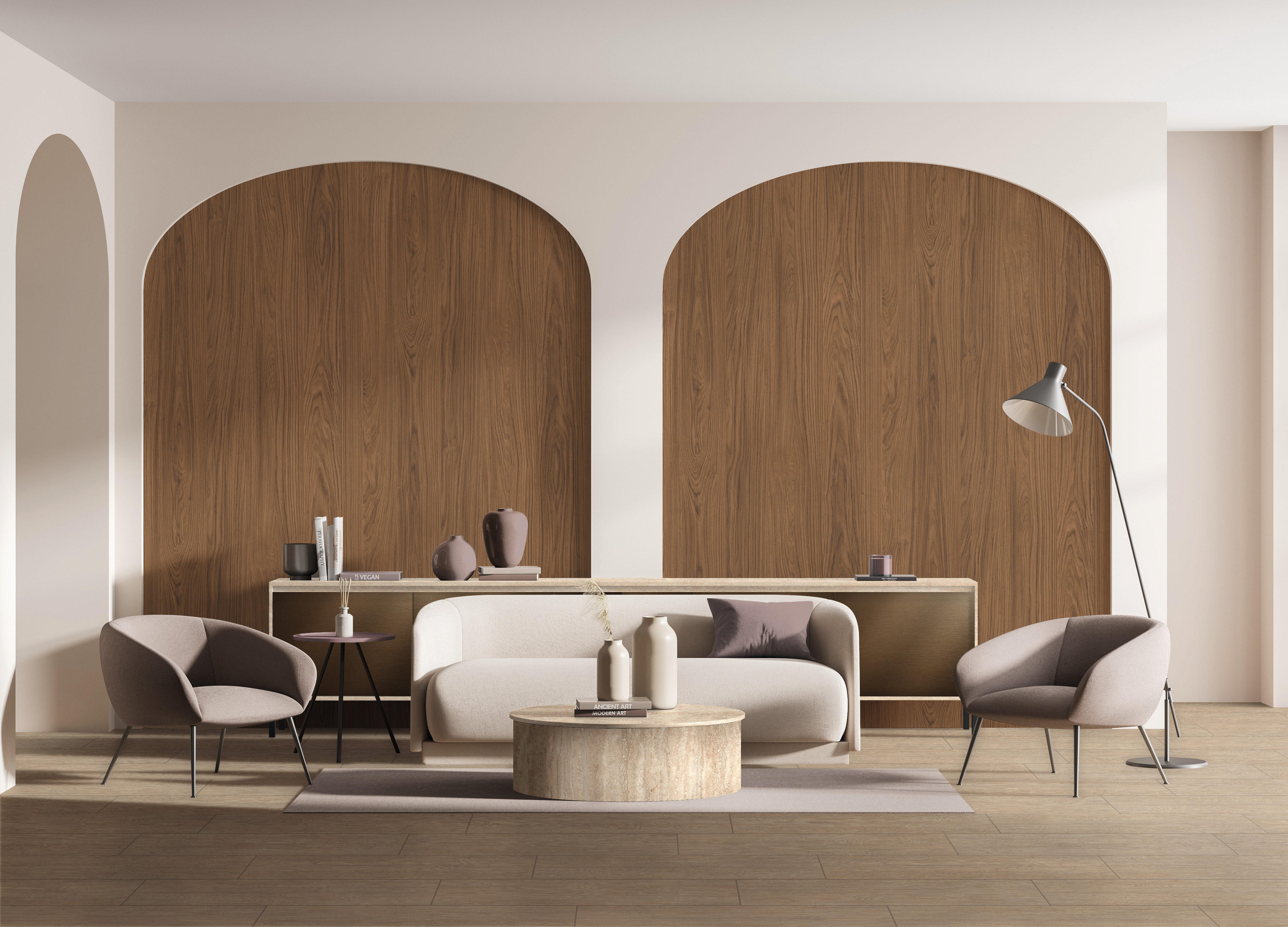 Soggiorno: H1386 ST40 Rovere Casella marrone abbinato a colori tenui