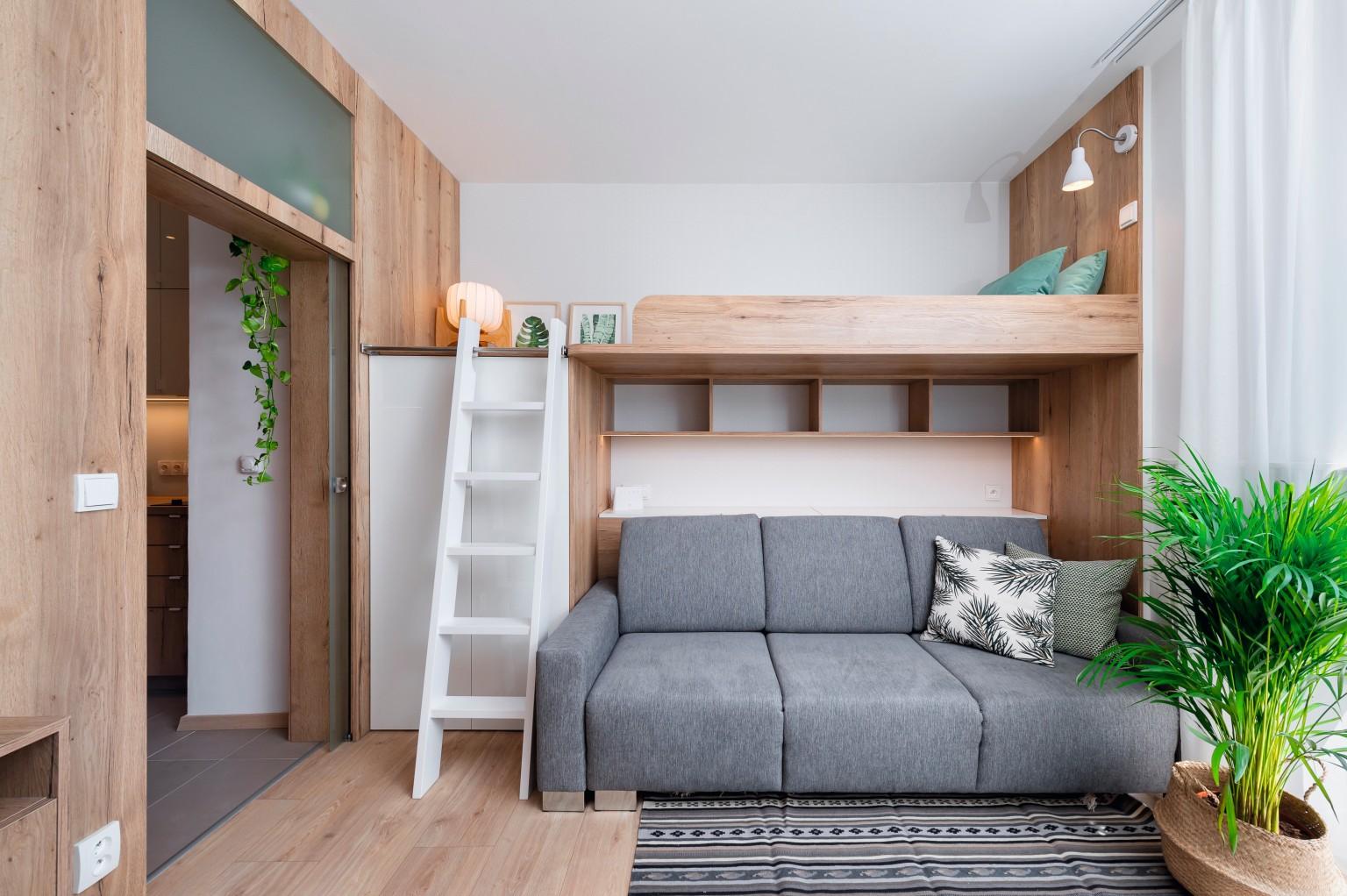 The practical use of a small area with the predominant H1180 ST37 Halifax Oak decor on the furniture.