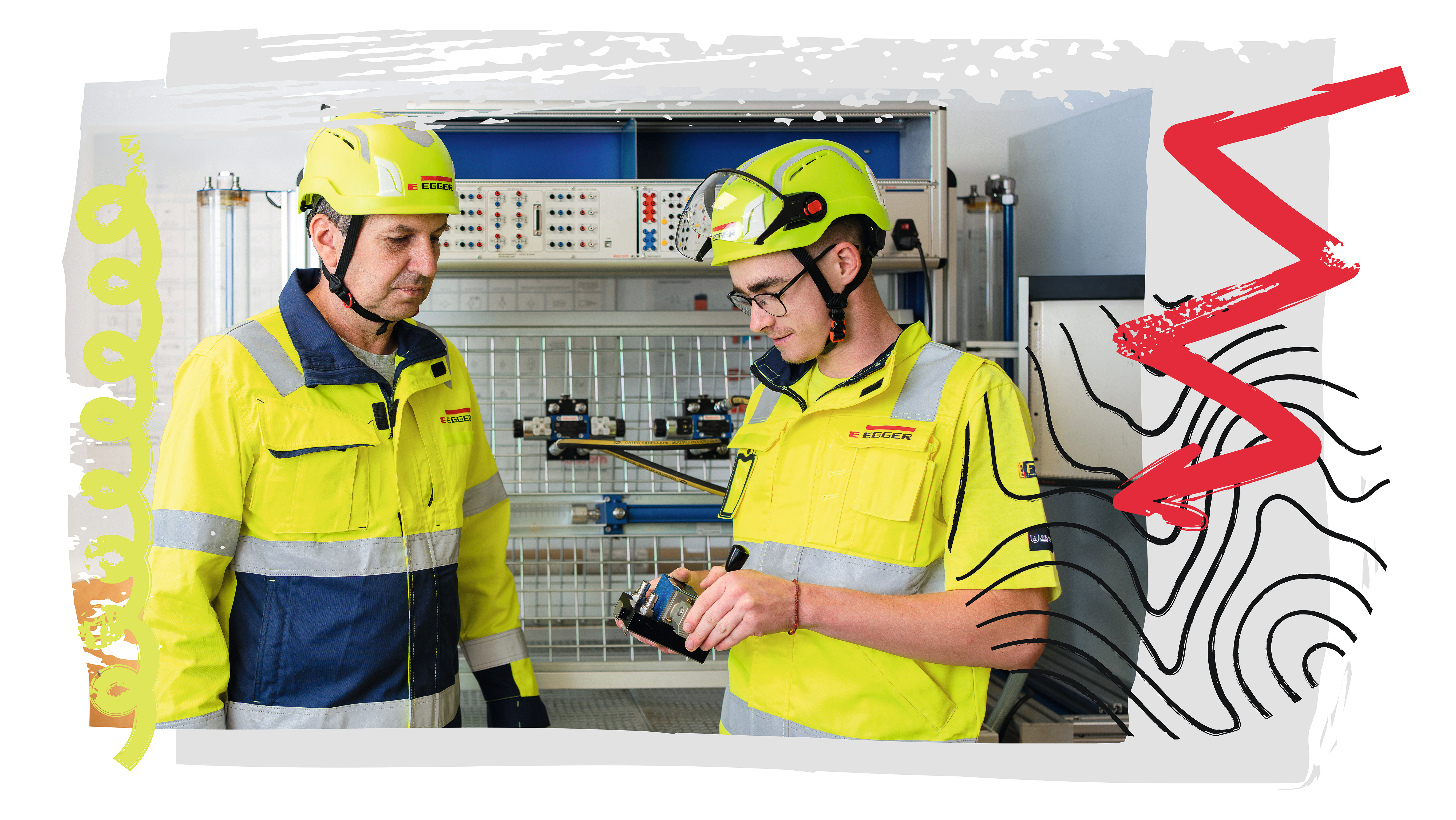 Lehrlinge mit Schutzbrille 