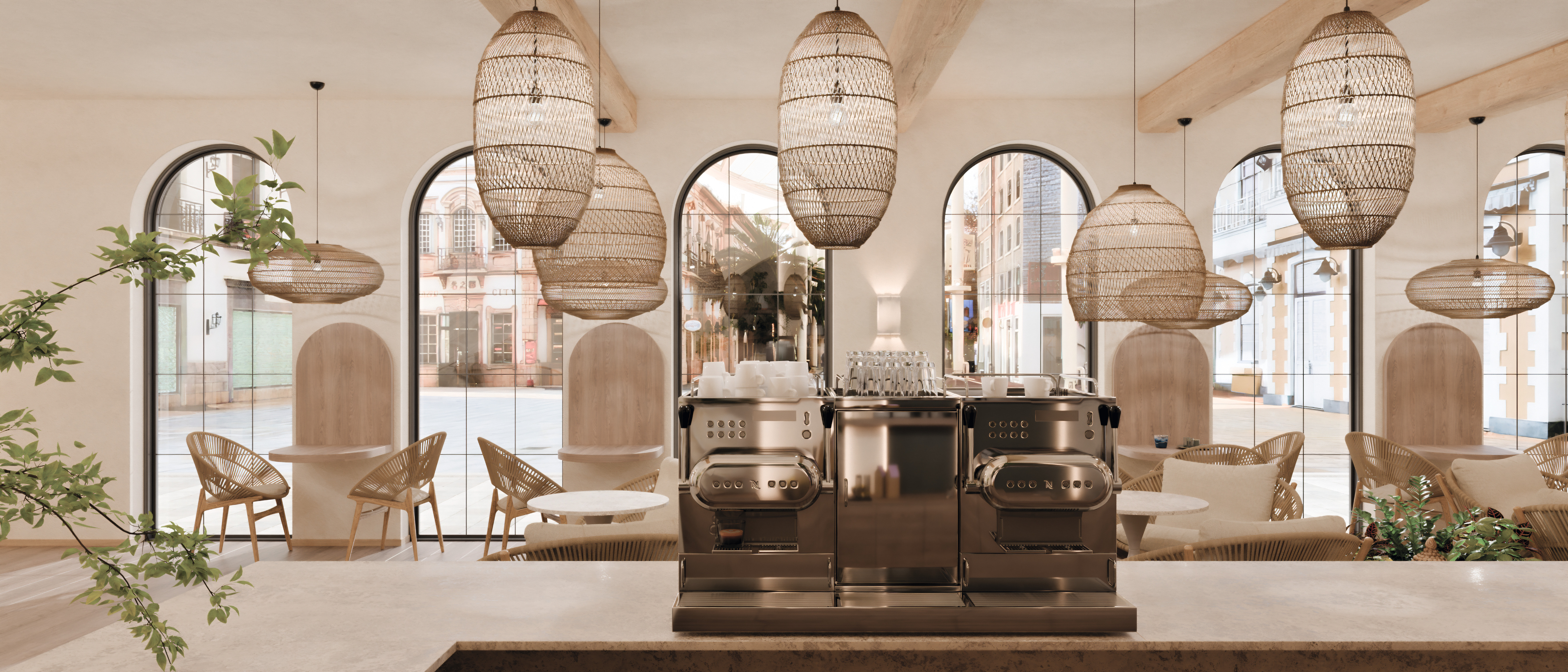 An inviting café design featuring F129 PA, H3322 ST17 and U669 PM.